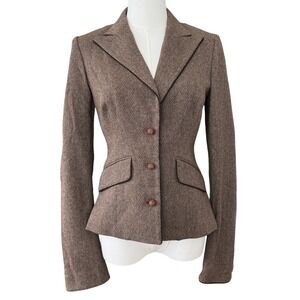 Laltramoda Equestrian Academia Fall Blazer Brown Wool Made in Italy NWT - M
